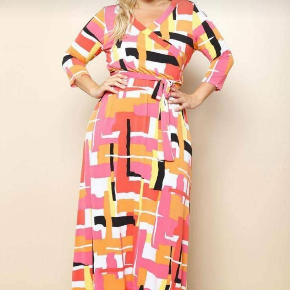 Plus Size Abstract Maxi Dress